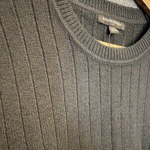 anana Republic Sweater Men’s XL – Black Ribbed Knit Crewneck, Minimalist Classic